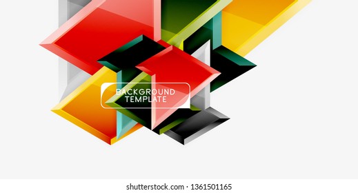 Minimal geometrical triangles with 3d effect abstract background template, vector modern minimal design