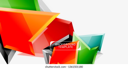 Triángulos geométricos mínimos con planilla de fondo abstracto de efecto 3d, diseño vectorial moderno mínimo