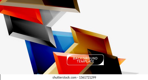 Minimal geometrical triangles with 3d effect abstract background template, vector modern minimal design