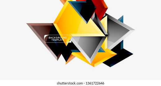 Minimal geometrical triangles with 3d effect abstract background template, vector modern minimal design