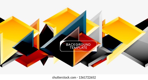 Minimal geometrical triangles with 3d effect abstract background template, vector modern minimal design