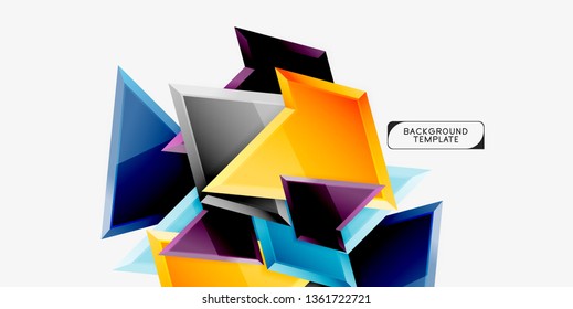 Triángulos geométricos mínimos con planilla de fondo abstracto de efecto 3d, diseño vectorial moderno mínimo