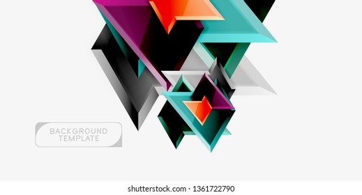 Minimal geometrical triangles with 3d effect abstract background template, vector modern minimal design