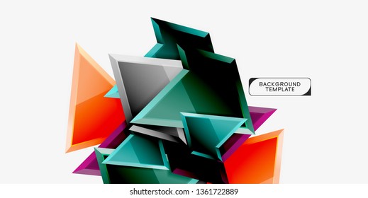 Minimal geometrical triangles with 3d effect abstract background template, vector modern minimal design