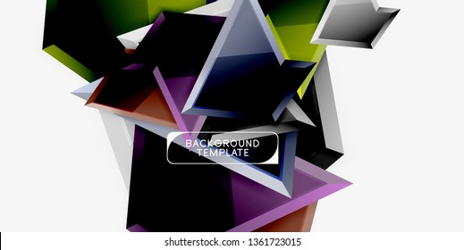 Minimale geometrische Dreiecke mit abstrakter 3D-Effekt-Hintergrundvorlage, Vektordesign mit minimalem Aufwand
