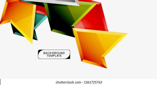 Minimal geometrical triangles with 3d effect abstract background template, vector modern minimal design