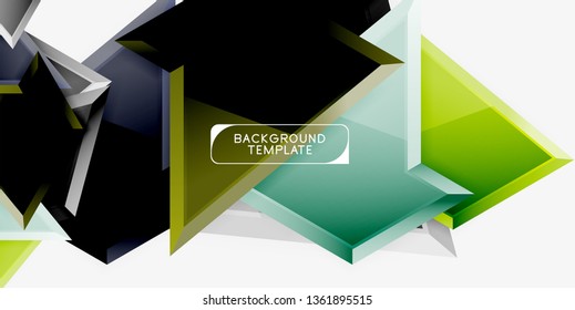 Minimal geometrical triangles with 3d effect abstract background template, vector modern minimal design