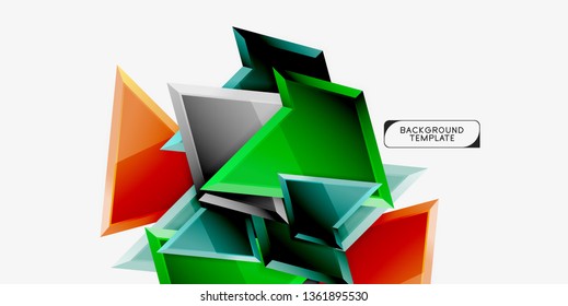 Minimal geometrical triangles with 3d effect abstract background template, vector modern minimal design