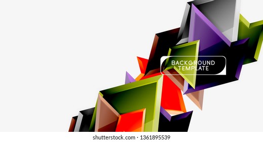 Minimal geometrical triangles with 3d effect abstract background template, vector modern minimal design
