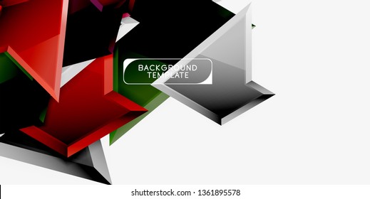 Triángulos geométricos mínimos con planilla de fondo abstracto de efecto 3d, diseño vectorial moderno mínimo
