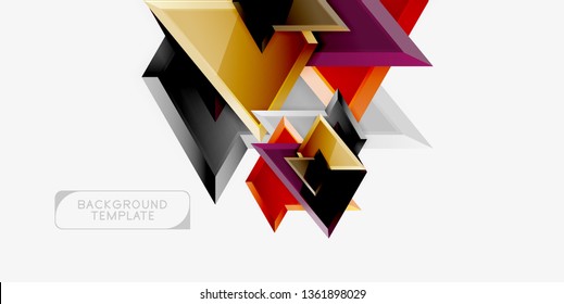 Minimal geometrical triangles with 3d effect abstract background template, vector modern minimal design