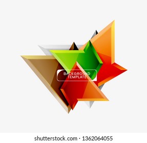 Minimal geometrical triangles with 3d effect abstract background template, vector modern minimal design