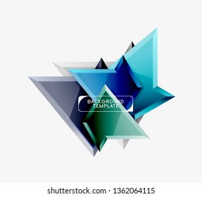 Triángulos geométricos mínimos con planilla de fondo abstracto de efecto 3d, diseño vectorial moderno mínimo