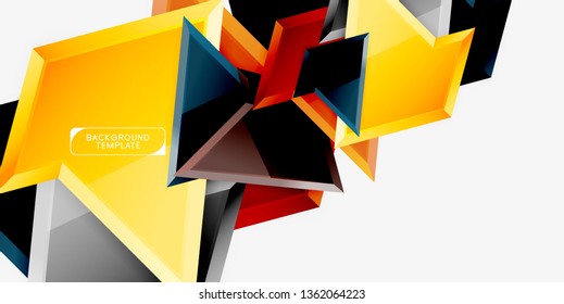 Triángulos geométricos mínimos con planilla de fondo abstracto de efecto 3d, diseño vectorial moderno mínimo