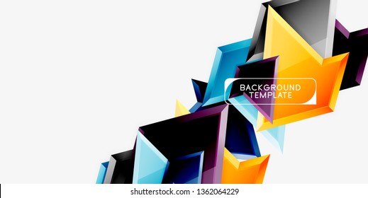 Minimal geometrical triangles with 3d effect abstract background template, vector modern minimal design