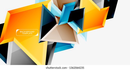 Minimal geometrical triangles with 3d effect abstract background template, vector modern minimal design