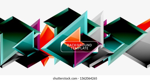 Minimal geometrical triangles with 3d effect abstract background template, vector modern minimal design