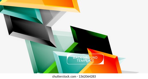 Minimal geometrical triangles with 3d effect abstract background template, vector modern minimal design