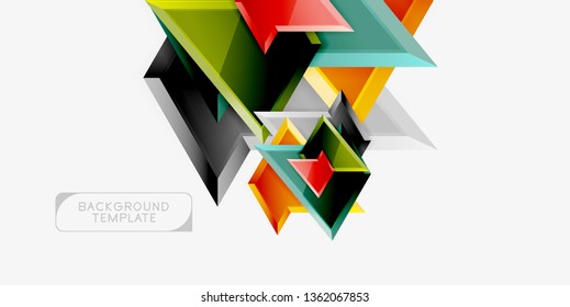 Triángulos geométricos mínimos con planilla de fondo abstracto de efecto 3d, diseño vectorial moderno mínimo