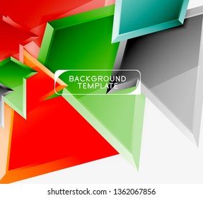 Minimal geometrical triangles with 3d effect abstract background template, vector modern minimal design