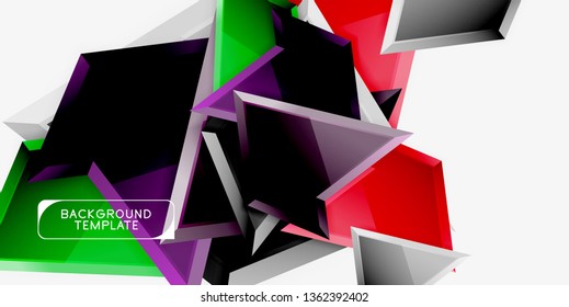 Minimal geometrical triangles with 3d effect abstract background template, vector modern minimal design