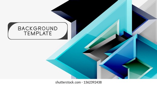 Minimal geometrical triangles with 3d effect abstract background template, vector modern minimal design