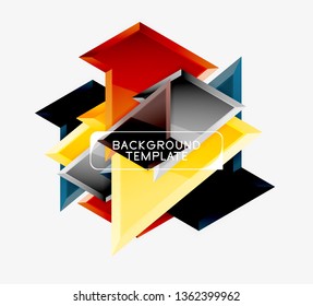 Triángulos geométricos mínimos con planilla de fondo abstracto de efecto 3d, diseño vectorial moderno mínimo
