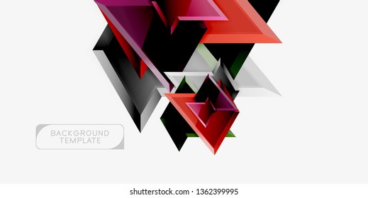 Triángulos geométricos mínimos con planilla de fondo abstracto de efecto 3d, diseño vectorial moderno mínimo