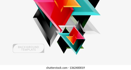 Minimal geometrical triangles with 3d effect abstract background template, vector modern minimal design