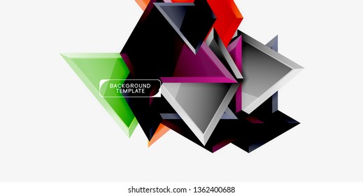 Minimal geometrical triangles with 3d effect abstract background template, vector modern minimal design
