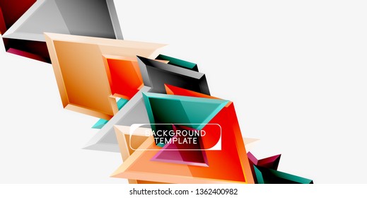 Minimal geometrical triangles with 3d effect abstract background template, vector modern minimal design