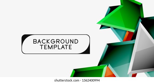 Minimal geometrical triangles with 3d effect abstract background template, vector modern minimal design