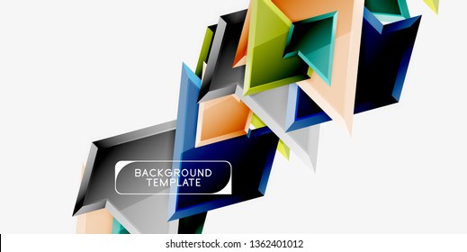 Minimal geometrical triangles with 3d effect abstract background template, vector modern minimal design
