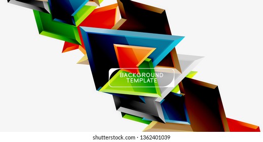 Triángulos geométricos mínimos con planilla de fondo abstracto de efecto 3d, diseño vectorial moderno mínimo