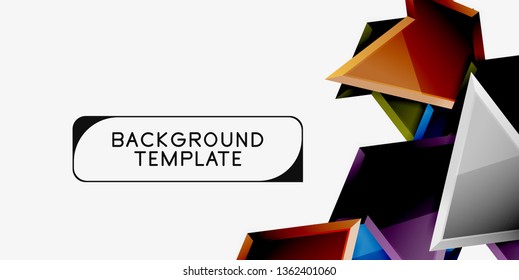 Minimal geometrical triangles with 3d effect abstract background template, vector modern minimal design
