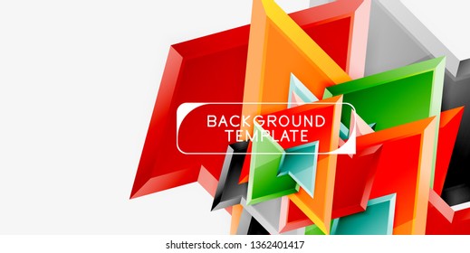 Minimal geometrical triangles with 3d effect abstract background template, vector modern minimal design