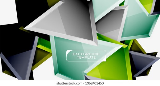 Minimal geometrical triangles with 3d effect abstract background template, vector modern minimal design