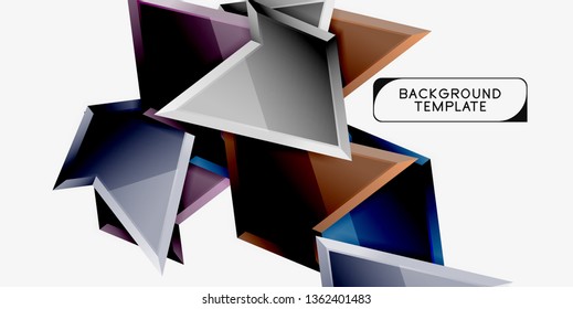 Minimal geometrical triangles with 3d effect abstract background template, vector modern minimal design