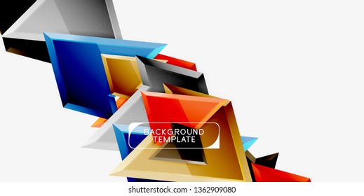 Minimal geometrical triangles with 3d effect abstract background template, vector modern minimal design