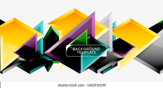 Minimal geometrical triangles with 3d effect abstract background template, vector modern minimal design