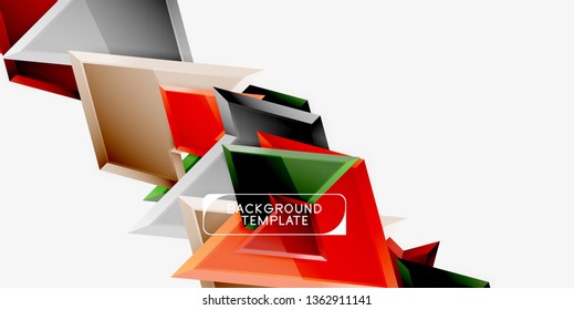 Minimal geometrical triangles with 3d effect abstract background template, vector modern minimal design