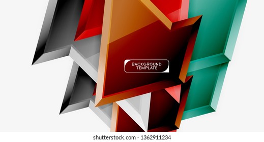 Triángulos geométricos mínimos con planilla de fondo abstracto de efecto 3d, diseño vectorial moderno mínimo
