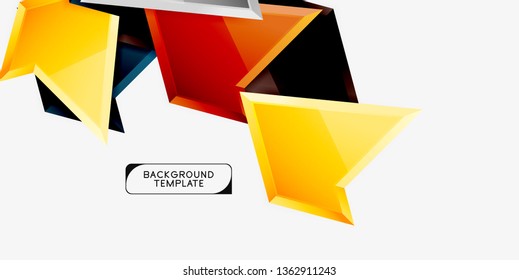 Triángulos geométricos mínimos con planilla de fondo abstracto de efecto 3d, diseño vectorial moderno mínimo