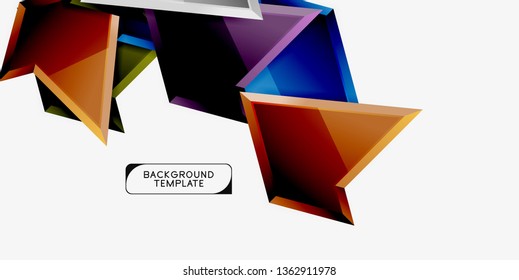 Minimal geometrical triangles with 3d effect abstract background template, vector modern minimal design