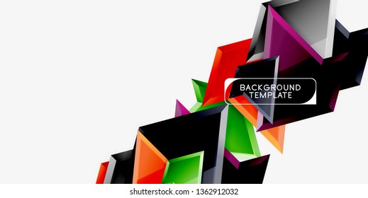 Triángulos geométricos mínimos con planilla de fondo abstracto de efecto 3d, diseño vectorial moderno mínimo