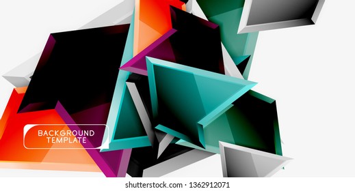 Triángulos geométricos mínimos con planilla de fondo abstracto de efecto 3d, diseño vectorial moderno mínimo