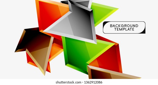 Minimal geometrical triangles with 3d effect abstract background template, vector modern minimal design