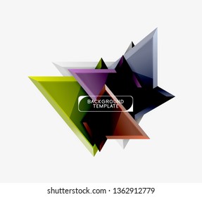 Minimal geometrical triangles with 3d effect abstract background template, vector modern minimal design