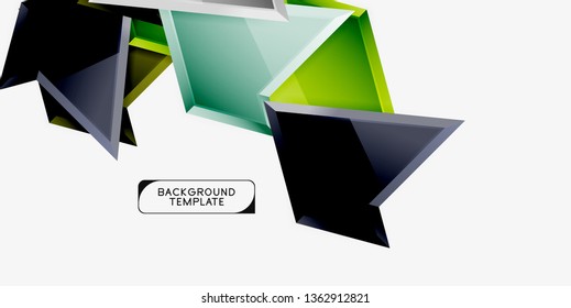 Minimal geometrical triangles with 3d effect abstract background template, vector modern minimal design