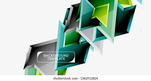 Minimal geometrical triangles with 3d effect abstract background template, vector modern minimal design